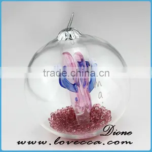 Pink and Blue Christmas Ornaments 2.75 Inches Glass Terrarium, Resin Diamond and Shoes Glass Ball thumbnail-4
