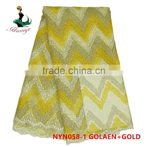 Haniye 2016 New Design African French Lace Fabric With Flower Embroidery Tulle Lace Fabric/NYN58 thumbnail-4