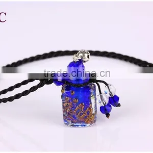Square Shape Rope Necklace Lampwork Glass Aromatherapy Diffuser Necklace Essential Oil Pendant Wholesale thumbnail-4