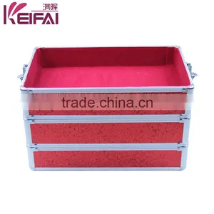 Personalized Red Sequin Aluminum Makeup Vanity Box With Lock thumbnail-5