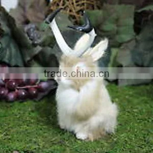 White Snowy Standing Furry Animal Decor Adorable Rabbit Easter Bunny thumbnail-2