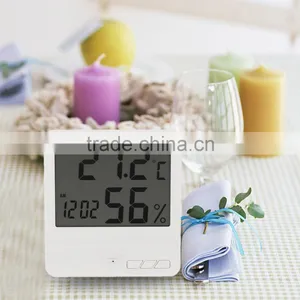 2016 Termometro Thermostat Weather Station LCD Digital Thermometer Hygrometer Temperature Humidity Meter Tester Gauge With Clock thumbnail-1