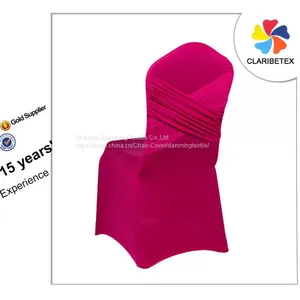 White Spandex Cross Back Ruffled Chair Cover For Wedding Reception Bridal Show thumbnail-5