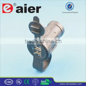 Double Port Motorcycle Car USB Charger Socket With Waterproof Cover thumbnail-1
