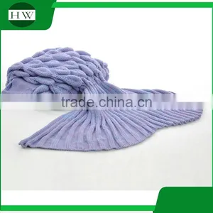 Wholesale Custom Various Colors Knitted Mermaid Tail Blanket for Children thumbnail-4