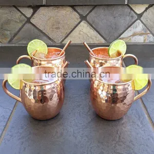 Solid Copper Hammered Moscow Mule Mug 16 Oz With Gift Box thumbnail-4