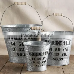 Galvanized Tin Pot Planter With Handle thumbnail-1