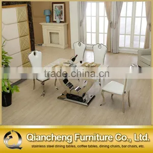 Fancy Designs Marble Top Dining Table Stainless Steel Table thumbnail-5