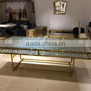 Glass Top Center Glass Wedding Table With Crystal Decoration thumbnail-2