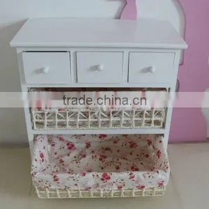 Wooden Home Furniture / Wood Storage Cabinets With Woven Baskets thumbnail-3