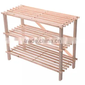 Japanese Style Paulownia Wooden Shoes Rack With Three Layers thumbnail-4