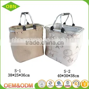 Wholesale Cheap Vintage Foldable Jute Storage Basket Used Jute Bag With Handle thumbnail-1