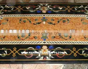 Marble Inlaid Dining Room Table Top Pietra Dura Table Top thumbnail-1