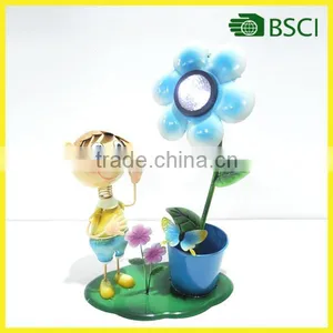 YS15082 Metal Led Light Garden Boy Flower Pot Solar Home Light thumbnail-1