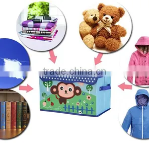 Cartoon Oxford Cloth Storage Boxes,fabric Non Woven Storage Bins,collapsible Foldable Storage Packing Box With Lid and Handle, thumbnail-5