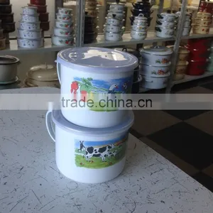 12/14cm Printing Enamel Cup Mug With Plastic pp Lid Cover thumbnail-3