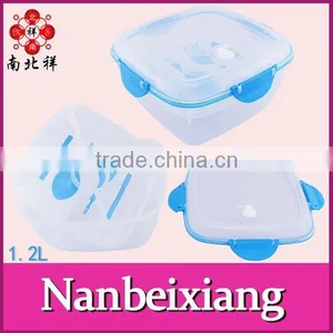 1200ml Square Double Layer Transparent Lunch Box With Lock thumbnail-1