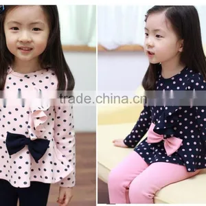 Spring Autumn Baby Girls Clothing Sets Girl Cartoon Suit Clothing Children Kids Coat Polka Dot Clothes Pants T-shirt+pant thumbnail-1