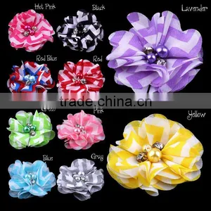 Handmade Fabric Flower With Pearl in Center Headband for Kids Hair Accessories thumbnail-1