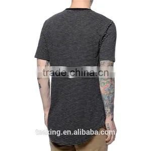 95% Cotton 5% Elastane Stripe Longline Gym T-shirt thumbnail-2
