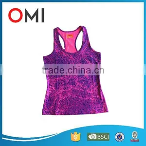 2016 Newest Design High Quality Women Fitness Yoga Wear Nylon Spandex Wholesale Running Singlet Yoga Tank Top thumbnail-1