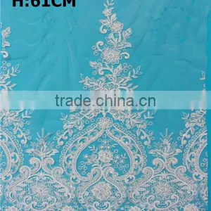 High Level Border Embroidered Pearl Lace for Bridal Dress thumbnail-1