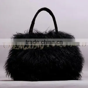 CX-H-24F Newest Fashion Real Tibetan Lamb Fur Lady Handbag Female Bag thumbnail-4