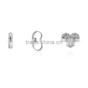 Silver Plated Designer CZ Studded Heart Earrings thumbnail-1