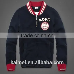 2017 New Design Popular Eco-friendly Breathable Fleece Baseball Zipper Hoodie CVC (60/40) thumbnail-2