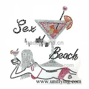Sexy Girl on the Beach Rhinestone Hotfix Pattern thumbnail-1