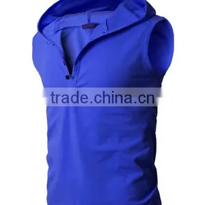 OEM New Design Cotton Plain Wholesale Sleeveless Hoodie Man Vest thumbnail-4