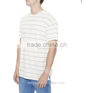 2016 Fashion Wholesale Split SS Tee Natural Washed Black Stripe Men Short Sleeve Collar T-shirt O Neck thumbnail-2