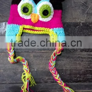 Girls Crochet Owl Hat, Crochet Baby Hat, Toddler Knit Hat, Animal Hat thumbnail-1