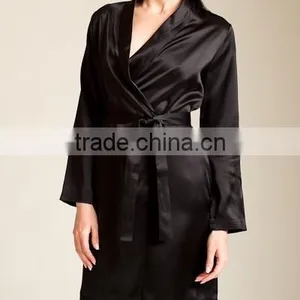 Wholesale New Design Plus Pajamas Satin Dress Blank Plain Short Custom Design Satin Nighty Robes Women thumbnail-6