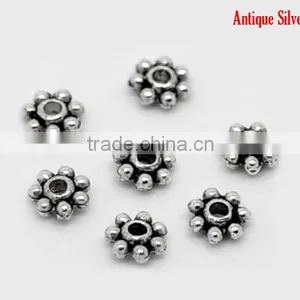 Custom Christmas Snowflake Antique Silver Zinc Metal Alloy Beads in Bulk thumbnail-1