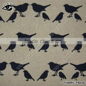 Blue Sparrow Printing Linen Fabric Zakka Handicraft Linen/Cotton Fabric for Sofa Cover Curtain Tablecloth thumbnail-1