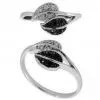 Chic Leaf Shape 925 Silver Engagement and Wedding Rings of Two-tone thumbnail-1