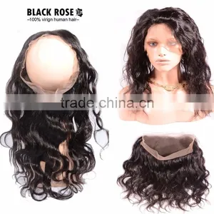 Virgin Human Hair Lace Closure Ear To Ear Elastic 360 Lace Band Frontal Closure With Baby Hair Bleached Knots thumbnail-4