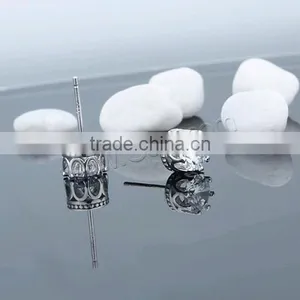 2017 New 925 Sterling Silver Earrings Jewelry With Rubber Earnut With Cubic Zirconia 6x6mm 1014621 thumbnail-1
