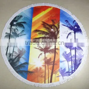 White Flower Printed Round Beach Towel/jkr Bath Towel Table Towel Shawl Yoga Mat Beach Towels/ Round Beach Towels thumbnail-4