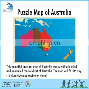 Promotion Colorful Training Montessori Educational Wooden Puzzle Scratch Australia Map Puzzle Map of Australia thumbnail-2