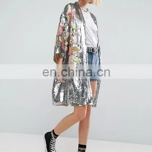 Promotion Comfortable Fashion Causal Bling Bling Lose Sequin Embroidery Jacket Women thumbnail-2