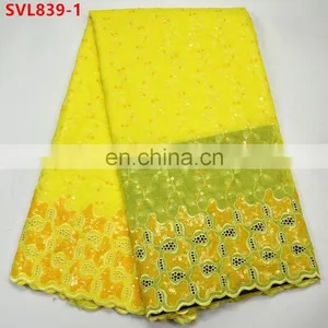 2017 Top Quality Sequin Lace Fabric Swiss Lace 100% Cotton Fabric Lace Fabric African thumbnail-1
