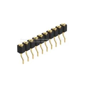 Dnenlink 2.54mm Pitch Single Row H2.5mm Concave Contact Right Angle Female Header SMT Type PogoPin Connector thumbnail-3