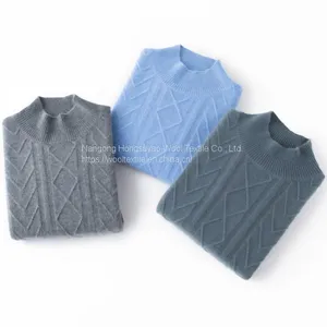 Best Casual Half Turtleneck Warm Twisted Knitted Cheap Cashmere Pullover Sweater thumbnail-1