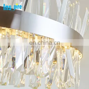 Популярный на рынке люстры из нержавеющей стали с LED кристаллами для столовой, современный люстра thumbnail-4