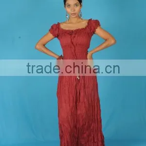 New Fashion Cotton Peasant Sun Long Maxi Boho Hippie Gypsy Beach Casual Ladies Women Festival Evening Dress thumbnail-1