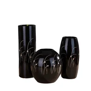 Large Black Japanese Style Hand Made Aloe High Temperature Ceramic Vase For Garden Flower Shop thumbnail-2