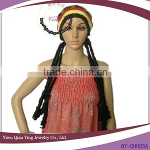 Fahion Knitted Rasta Tam Dreadlocks Hat With Braid Wig thumbnail-1