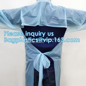 Disposable CPE Plastic Gown/Plastic Coat Elastic Cuff/Thumb Cuff,disposable Hospital CPE Isolation Gown /protection Gown thumbnail-4